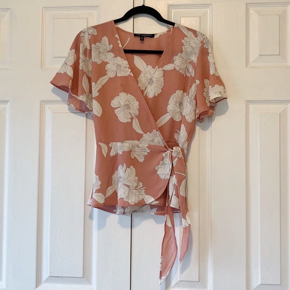Floral Print Wrap Blouse